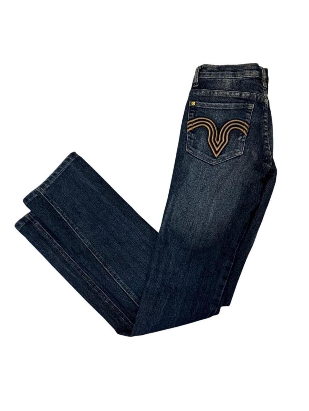 7 For All Mankind Women's Kate straight Jeans Blue Dark Wash Mid-Rise Denim
